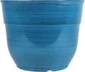 Garden Elements Indoor/Outdoor Glazed Brushed Happy Plastic Planter, Large, Dark Blue, 15"