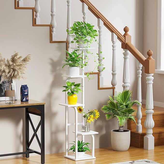 5 Tier Plant Stand Indoor, Plant Shelf for Multiple Plants, Flower Pot Holder Shelf, Planter Display Rack for Patio Garden Balcony Living Room Bedroom Decor, White