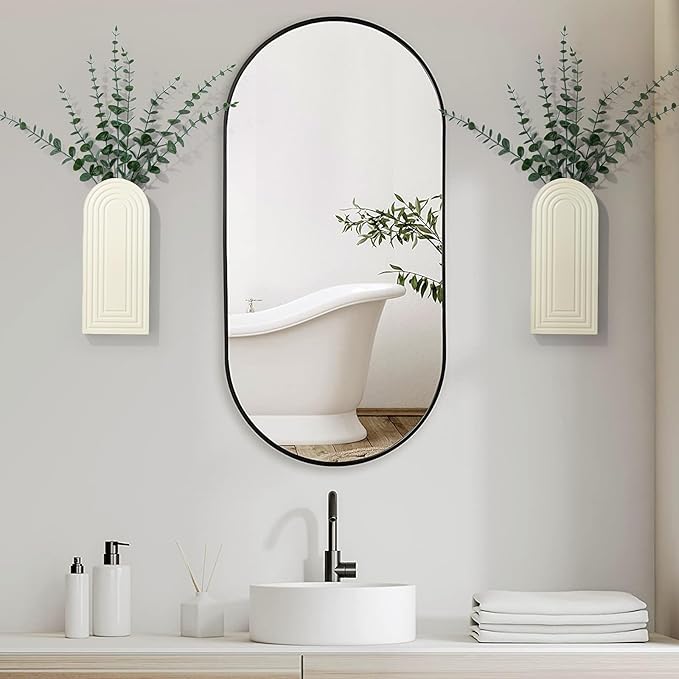 Wooden Wall Art Decor: Wall Vases for Indoor Artificial Plants & Flowers, Wood Wall Hanging Planters for Home Decor - Bathroom, Living Room, Bedroom, Patio (White)