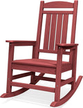 SERWALL Oversized Outdoor Rocking Chair, All-Weather Patio Rocking Chair, HDPE Porch Rocker for Adults, Red