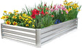 JERIA 6×3×1ft Raised Garden Bed with Support Rods,Galvanized Raised Garden Bed Kit Outdoor Metal Gardening Planter Box for Vegetable, Fruits, Flower