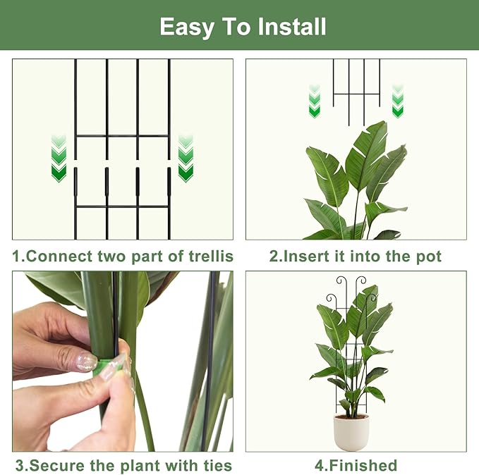 Coomin 32.6in Monstera Plant Support Stakes for Outdoor Plants, Garden Trellis for Climbing Plants, Metal Stakes for Potted Plants Pothos Plant Climber Support, 2P