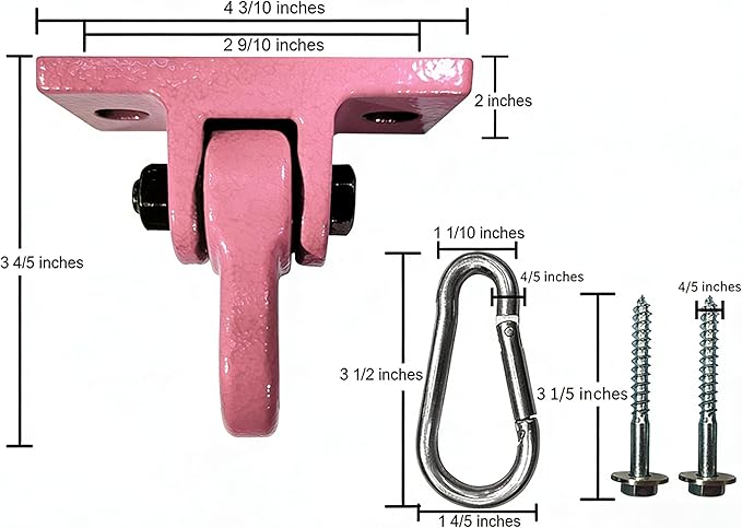 Heavy Duty Pink Swing Hangers Screws Bolts Included Over 5000 lb Capacity Playground Porch Yoga Seat Trapeze Wooden Sets Indoor Outdoor (4 Pack)