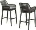 PURPLE LEAF Outdoor 29" Bar Stools Set of 2, Boho Patio Bar Height Chair with Cushion and Back for Outdoor and Indoor, Garden, Patio, Grey