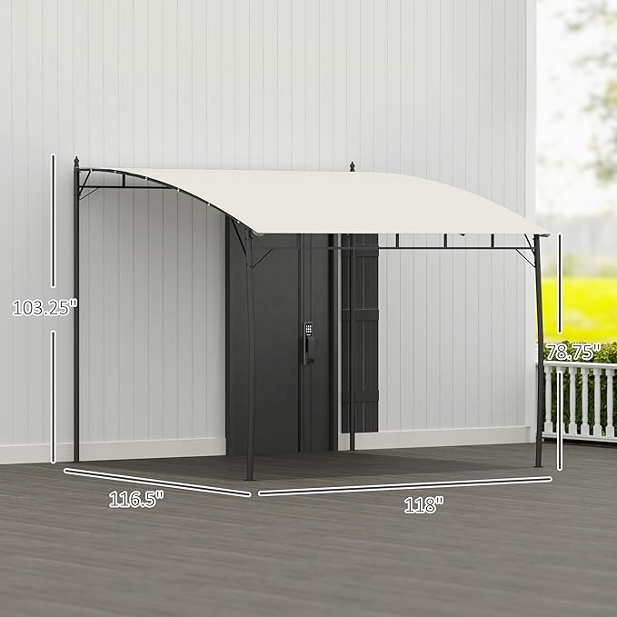 Outsunny 10' x 10' Outdoor Pergola Gazebo with UV-Resistant Canopy and Metal Frame, Sun Shade Shelter for Porch, Patio, Deck, Backyard, Cream White