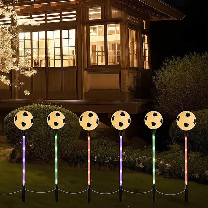 Solar Lights Outdoor, Soccer Theme LED Stake Light for Garden Yard Pathway Patio Walkway Landscape Decoration