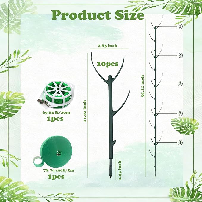 Stackable Monstera Moss Pole - 10 PCS Coir Plant Support Stakes for Indoor Plants, Bendable Totem Pole for Climbing Vines, Money Plant | Durable Indoor Plant Stakes (10 Pack)