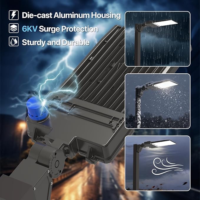 HYPERLITE Led Parking Lot Light - 400W UL Listed LED Stadium Lights for Square Pole/Wall Mount- 60000lm 5000K Commercial Parking Lights Flood Light for Yard Street Court Driveways Road - AC100-277V