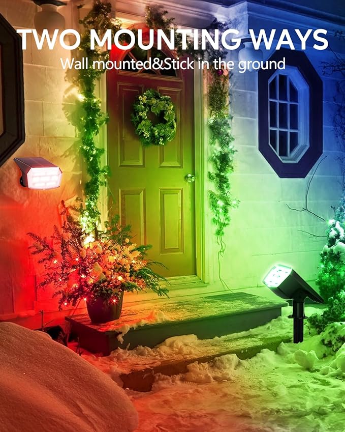 HIBOITEC Solar Spot Lights Outdoor Color Changing 59LED Landscape Lighting Solar Powered Uplights Waterproof Dusk to Dawn for Christmas Decorations Garden Yard Outdoor 4 Packs Multicolor