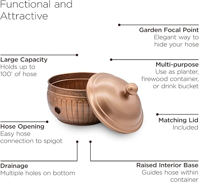 La Jolla Hose Pot with Lid - Copper Finish by Good Directions