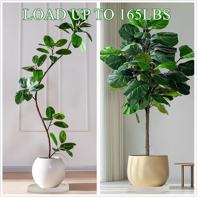 2 Pack Plant Caddy with Wheels, 10" Rolling Plant Stand 165 LBS Heavy Duty with Hidden 360 ° Rotating Silent Wheel Wheels for Outdoor Indoor Large Plant Pots, Flower Pot, Patio