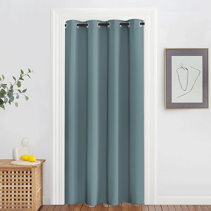 NICETOWN Blackout Curtain for Bedroom 78 inch Length - Grommet Thermal Insulated Blackout Window Treatment Room Darkening for Living Room/Family Home (Greyish Blue, 1 Panel, W52 x L78)