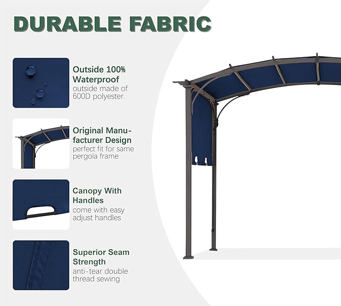 85''x 208'' Universal Doubleton Steel Pergola Replacement Cover for Pergola L-PG080PST, (Navy Blue)