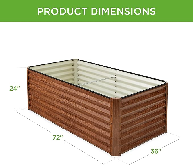 Best Choice Products 6x3x2ft Outdoor Metal Raised Garden Bed, Deep Root Box Planter for Vegetables, Flowers, Herbs, 269 Gallon Capacity, 100% Non Toxic Materials - Wood Grain