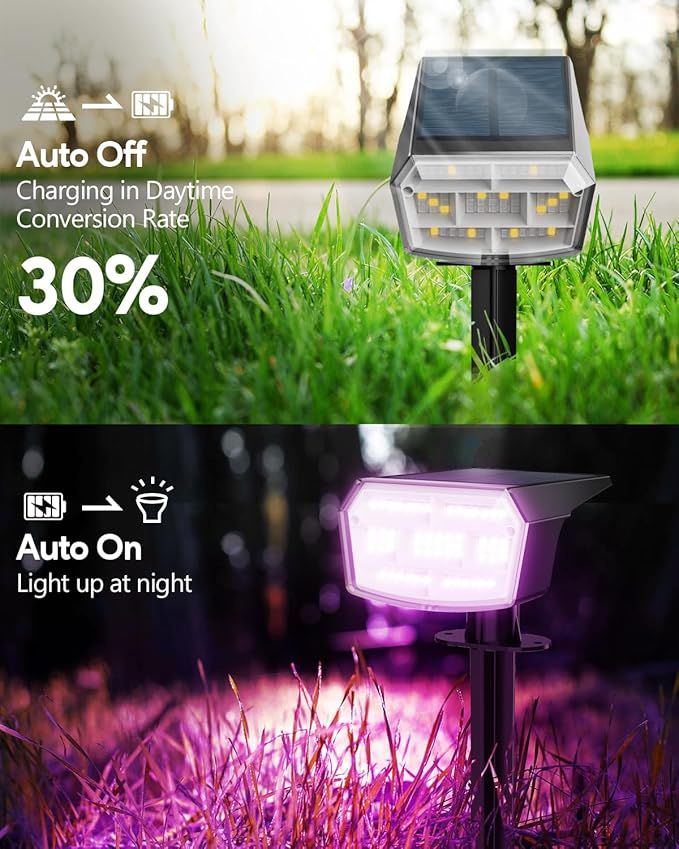 HIBOITEC Solar Spot Lights Outdoor Color Changing 59LED Landscape Lighting Solar Powered Uplights Waterproof Dusk to Dawn for Christmas Decorations Garden Yard Outdoor 4 Packs Multicolor