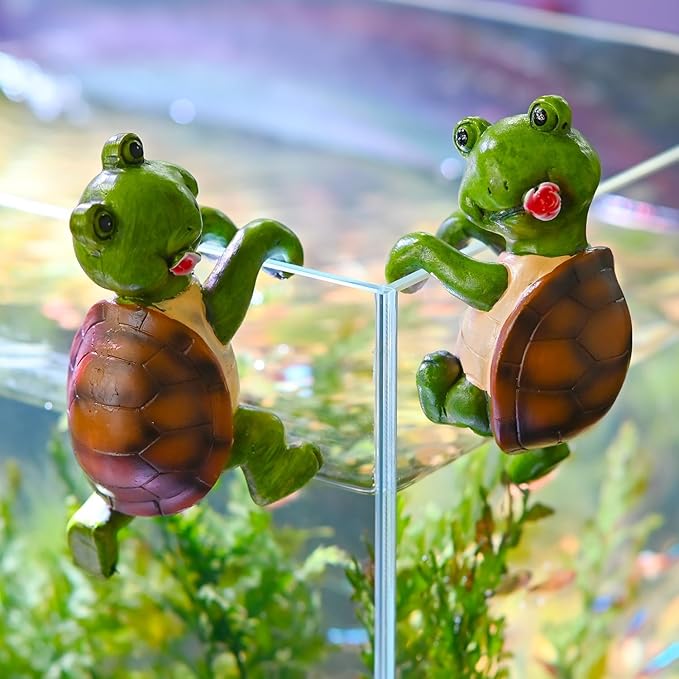 2-piece set Tortoise Pot Huggers for Planters, Climbing Turtle Flower Pot Hugger, Hanging Plant Decorations for Pots, Cute Plant Pot Decorations for Home Garden Patio Fence Lawn Yard (Tortoise)