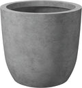 Kante 13.4" Dia Round Concrete Planter, Large Outdoor Modern Indoor Decorative Plant Pots with Drainage Hole and Rubber Plug for Home and Garden, Natural Concrete