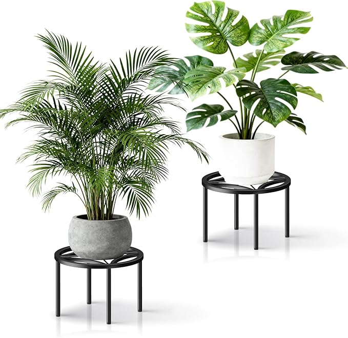 TOSKING 2-Pack Plant Stands - Heavy Duty Low Plant Stand, No Assembly Required Risers for Potted Plants Indoor and Outdoor, Ready to Use(11.81" Diameter)