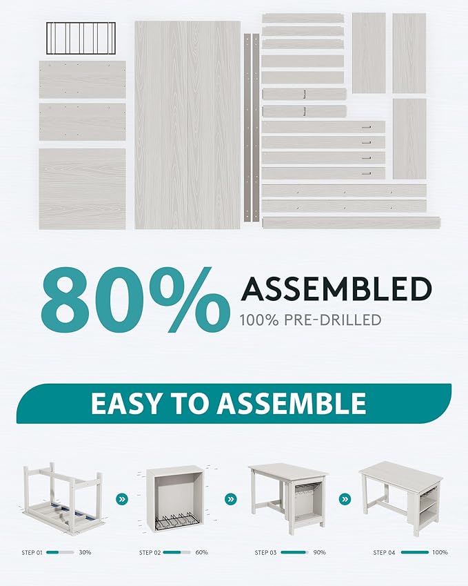 SERWALL Outdoor Bar Table, All Weather HDPE 36" Counter Height Dining Table with Storage and Wine Rack for Patio, Garden, Backyard, Balcony, Poolside, White