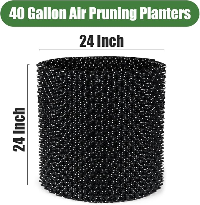 Air Pruning Containers, 40 Gallon Air Pruning Planters, Sturdy Plastic Roots Control Planter Container for Tree Grow Outdoor, Garden Self-Planting Planters, Size 24"x24", Black, 4P