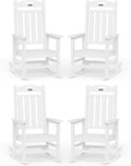 Oversized Rocking Chairs Outdoor Set of 4, High Back Porch Rocking Chair, HDPE All Weather Resistant Patio Chairs, 380lbs Weight Capacity, White