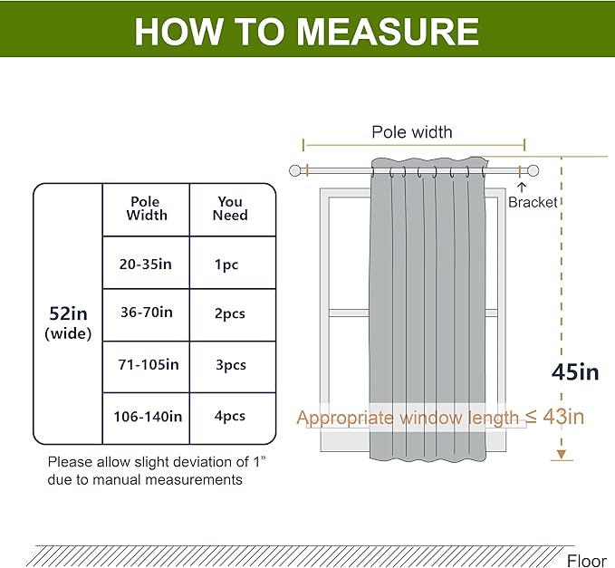 NICETOWN Window Curtain Blackout Blinds - Black Energy Saving Blackout Drapery for Bedroom/Living Room (1 Panel, 52 inches Wide by 45 inches Long)