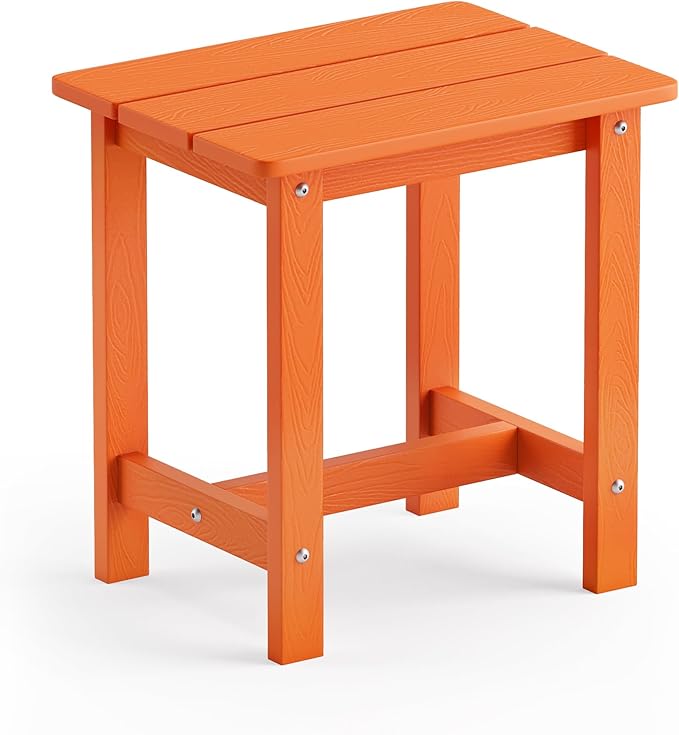 LUE BONA Outdoor Side Table, HDPS Small Outdoor Table, Adirondack Side Table, Outside End Table for Patio, Porch, Deck, Pool, Weather Resistant/Easy Maintenance/Indoor or Outside Use, Orange