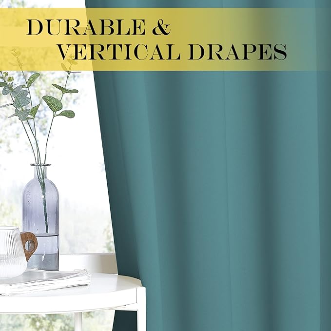 NICETOWN Blackout Room Divider Curtains for Sliding Glass Doors 102 Inches Long 1 Panel, Extra Wide Curtains for Doorway Patio Bedroom Living Room (Sea Teal, 80Wx102L, 1 Panel)