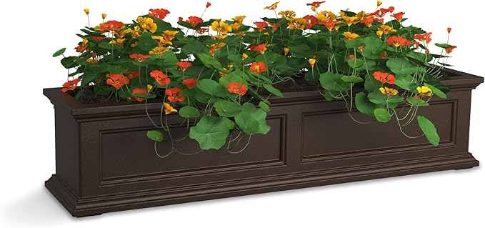 Mayne Fairfield 4-Foot Window Box – Self-Watering, Weather-Resistant Planter for Flowers – Durable Design for Outdoor Use, Perfect for Windows