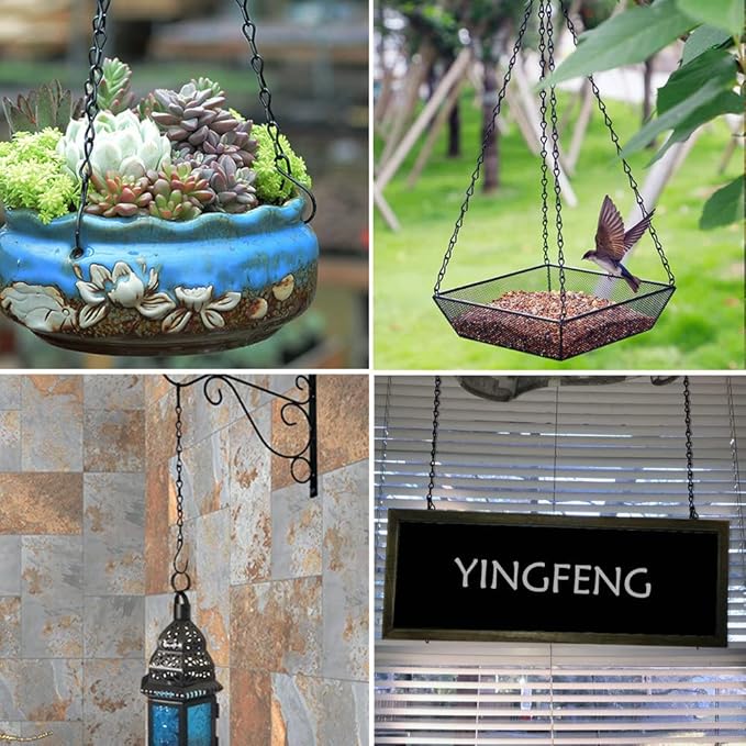 YINGFENG 4 Pack 35 Inches Hanging Chains Black, Garden Plant Hangers, for Bird Feeders, Billboards, Chalkboards, Planters, Lanterns, Wind Chimes and Decorative Ornaments