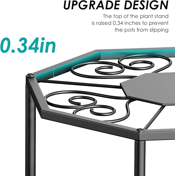 5-Pack Metal Plant Stands for Outdoor Indoor, Anti-Rust Iron Flower Pot Stand, Heavy Duty Plant Pot Shelf for Multiple Plant, Decoration Racks for Home, Patio & Garden (Black)