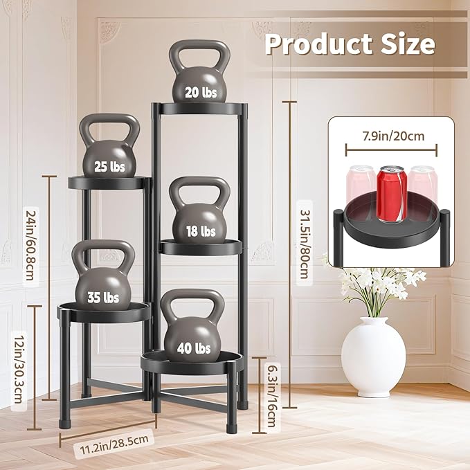 LASZOLA 5 Tiered Folding Tall Plant Stand Indoor for Multiple Large Planter, Heavy Duty Metal Adjustable Flower Rack for Narrow Corner, Sturdy Vertical Spiral Shelving Holder for Modern House, Black