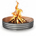 60 Inch Galvanized Steel Fire Pit Ring, 12 Inch Raised Heavy Duty Wood Burning Campfire Ring, Heat Resistant Outdoor Fireplace for Backyard, Patio & Camping