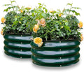 GARDMAX 2 Pack 2x2x1FT Galvanized Round Raised Garden Bed Kit, Metal Planter Boxes Outdoor with Easy Assembly, Large Garden Bed for Vegetables, Fruits, Flower, Herbs Dark Green