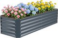 ZORMY 6×2×1.4ft Galvanized Raised Garden Bed Kit, Metal Planter Boxes Outdoor, High Raised Beds for Vegetables, Fruits, and Flowers - IronGrey