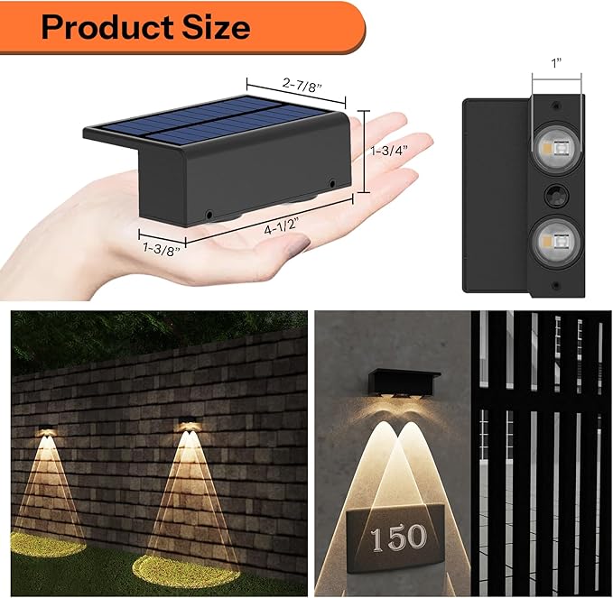 8-Pack Multi-Color Solar Spotlights for Fence & Wall - 30 Lumen High Brightness, 5 Modes (RGB Color Changing + Warm White) | Easy Mount for Steps, Patio, Yard - Matte Black