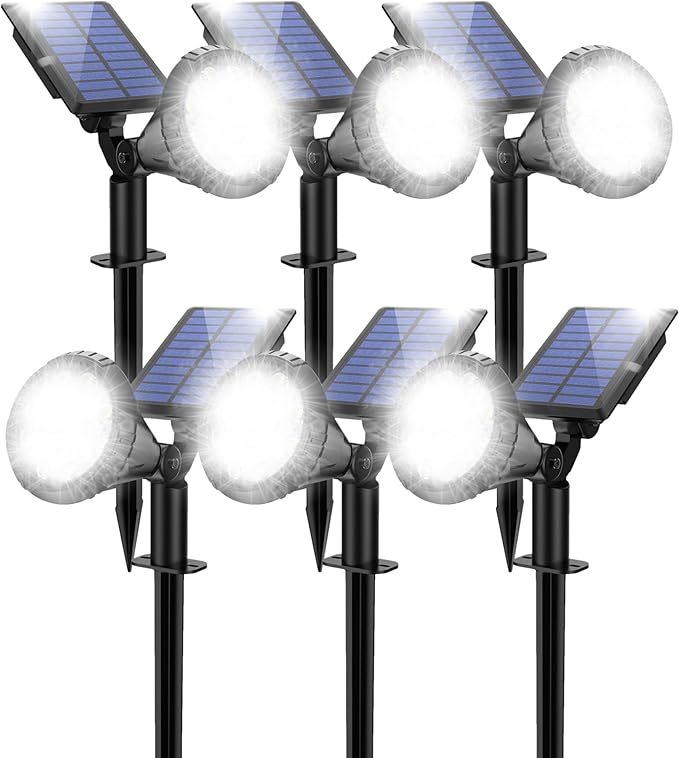 Solar Spot Lights for Outside, 21 LED Outdoor Solar Lights for Yard, 6 Pack Solar Spotlights Waterproof Auto On/Off for Landscape, Wall, Garden, Pool, Tree, Pathway and Driveway(White)