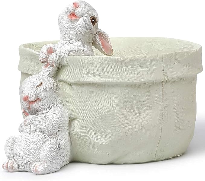 Rabbit Flower Pot Succulent Planter Garden Pots,Decorative Flower Pot,Bunny Pot Resin Containers,Animal Shaped Cartoon Planter Pots,Art Decorations(No Drainage Hole)