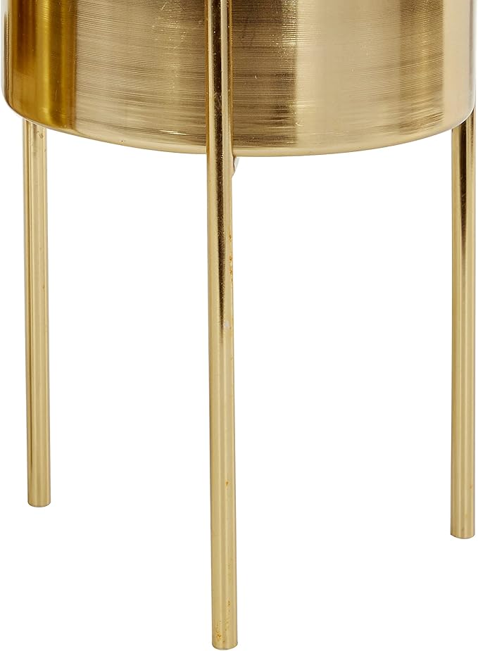 Deco 79 Metal Indoor Outdoor Planter Large Planter Pot with Removable Stand, Set of 3 Planters 18", 14", 12"H, Gold