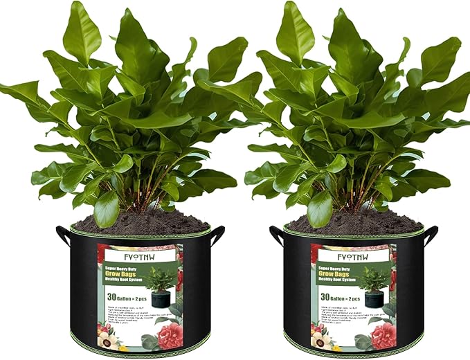 2-Pack 30 Gallon Plant Grow Bags, Thickened Nonwoven Fabric Pots with Handles,Sturdy Garden Planters Aeration Gardening Container to for Plants, Vegetables, and Flowers
