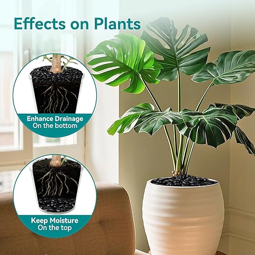 5 lbs Black Rocks for Planters, 1"-2" Decorative Rocks for Potted Plants, Polished Garden Stones for Outdoor Landscaping, Walkways, Yard, River Rocks for Flower Pots, Vase