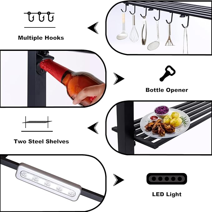 ABCCANOPY 8'x 5' Grill Gazebo Shelter, Outdoor BBQ Gazebo Canopy with LED Light (Burgundy)