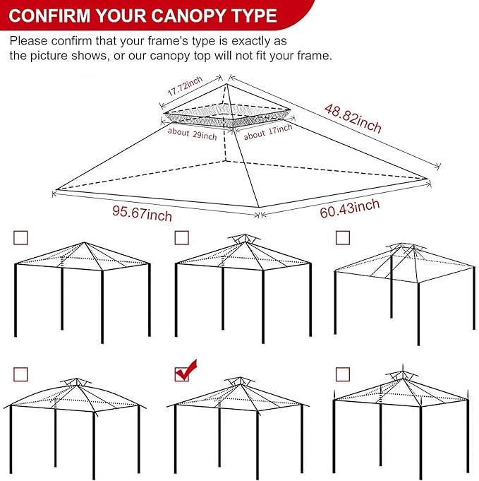 Eurmax USA High Performance Grill Gazebo Canopy Replacement Cover 5x8 (Brown)