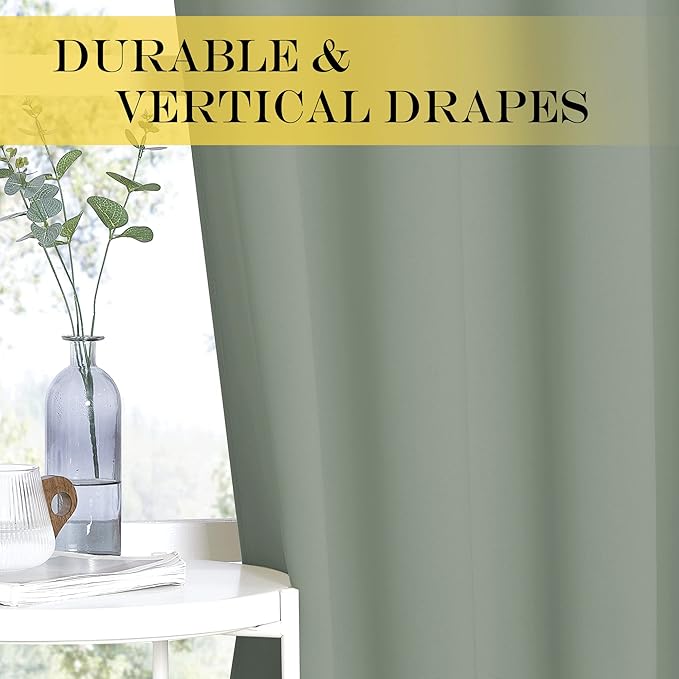 NICETOWN Sage Green Blackout Family Home Curtain - Grommet Thermal Insulated Room Darkening Window Treatment Sound & Light Blocking Drape for Bedroom/Living Room (W52 x L78, 1 Panel)