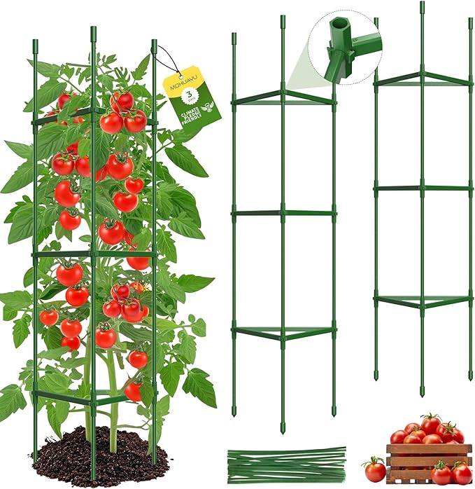 3 Pack Tomato Cages for Garden,Up to 51.2Inch Tomato Cage Trellis-Upgraded Hexagon Connector,Heavy Duty Adjustable Tomato Stake Support for Raised Garden Bed