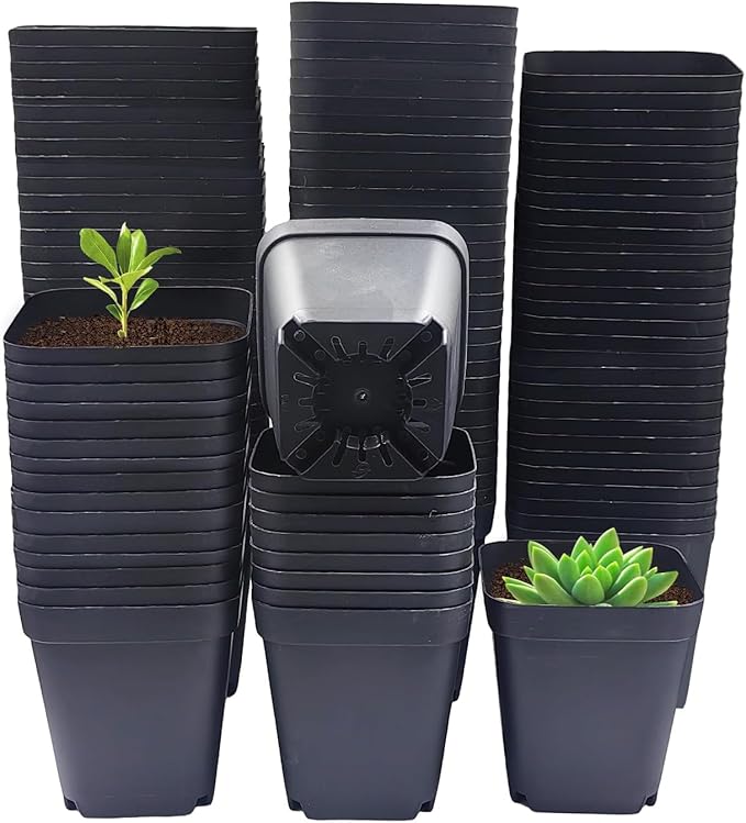 Square Nursery Pots 2.7 Inch, Seed Starting Pot with Drainage Small Plastic Plant Pots Flower Planter (Black 1200pcs, 2.7" 1200P)