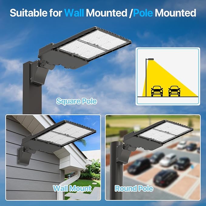 HYPERLITE Led Parking Lot Light - 400W UL Listed LED Stadium Lights for Square Pole/Wall Mount- 60000lm 5000K Commercial Parking Lights Flood Light for Yard Street Court Driveways Road - AC100-277V