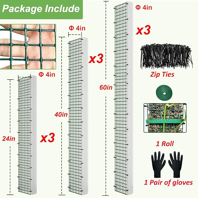 60"/40"/24" Metal Moss Pole, D Shape Sphagnum Moss Pole, Moss Poles for Climbing Plants, Monstera, Indoor Climbing Plants (3 Each of 60" 40" 24")