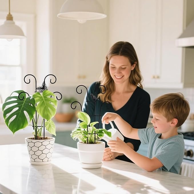 Coomin 14.5 Butterfly Indoor Plant Trellis for Potted Plants, Small Metal House Plant Trellis for Climbing Plants, Climber Plant Support for Hoya Pothos Ivy, 2p
