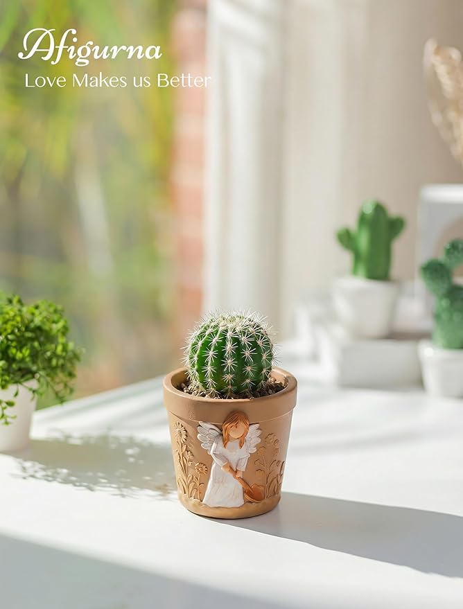 Gardening Gifts for Women: Hand-Painted 3D Art Planter for Plant Lover - Angel Planter Gift for Gardener - Cute Succulents Plant Pot Garden Gift for Master Avid Gardener Grandma Mom Christmas